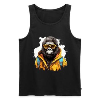 King of the urban jungle. Gorilla in graffiti style. - Men's Premium Organic Tank Top - black - Front - AI Model Male 178 light (178cm)