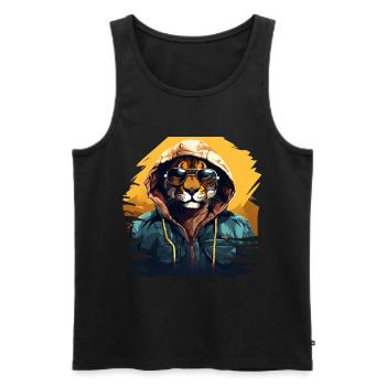 Klima in der Mountain Lion Street | -Liebhaber - Männer Premium Bio Tank Top - Schwarz - Vorne - Michal (187cm)