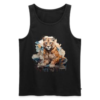Berglöwe im Graffiti-Stil | Liebhaber von Lwiw - Männer Premium Bio Tank Top - Schwarz - Vorne - Michal (187cm)