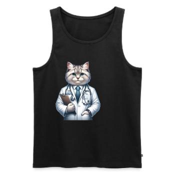 Cute Cat Doctor - Men's Premium Organic Tank Top - black - Front - Michal (187cm)