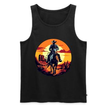 Cowboy Horse Wild West Western Riding Wilderness USA - Men's Premium Organic Tank Top - black - Front - Michal (187cm)