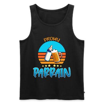Promu parrain, bébé et parrain pote pour la vie - Débardeur bio Premium Homme - noir - Devant - Michal (187cm)