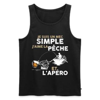 Fischer cool, Apéro Bier Humor Opa, Papa Angeln - Männer Premium Bio Tank Top - Schwarz - Vorne - AI Model Male 178 light (178cm)