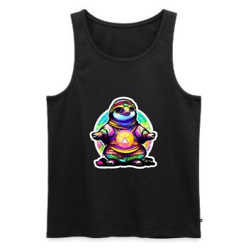 Paresseux Astro Penguin - Débardeur bio Premium Homme - noir - Devant - AI Model Male 178 light (178cm)