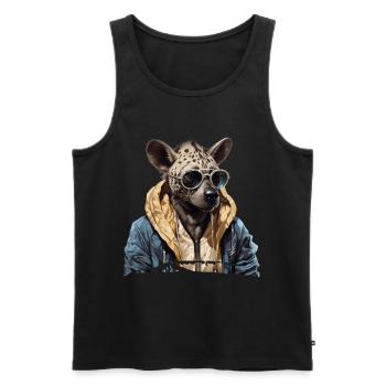 Gefleckte Hyäne im Streetstyle | Hyänen-Liebhaber - Männer Premium Bio Tank Top - Schwarz - Vorne - AI Model Male 178 light (178cm)