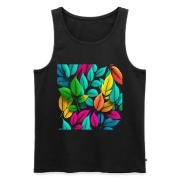 Bunte Blätter Geschenk - Männer Premium Bio Tank Top - Schwarz - Vorne - Michal (187cm)