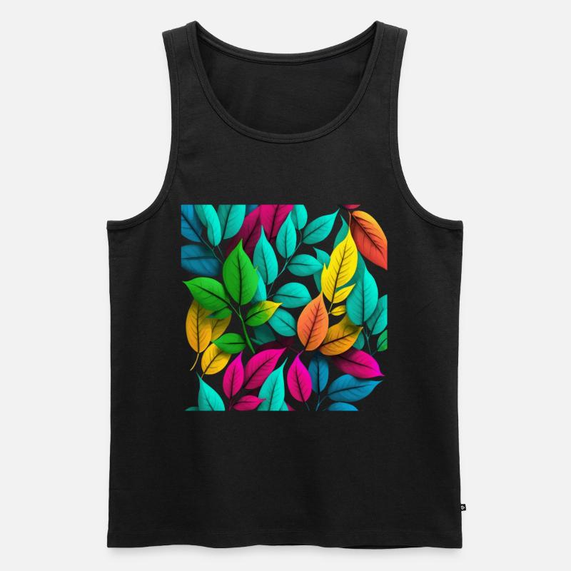 Bunte Blätter Geschenk - Männer Premium Bio Tank Top - Schwarz