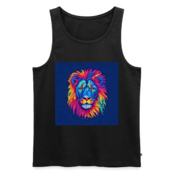 Pride of Colors: A Colorful Lion Art Print - Men's Premium Organic Tank Top - black - Front - AI Model Male 178 light (178cm)