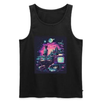 Odyssée du jeu rétro - Débardeur bio Premium Homme - noir - Devant - AI Model Male 178 light (178cm)