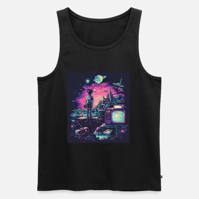 Retro-Gaming-Odyssee - Männer Premium Bio Tank Top - Schwarz