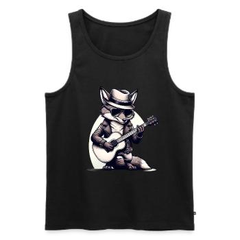 Guitare Fox de dessin animé personnalisée TShirt - Débardeur bio Premium Homme - noir - Devant - AI Model Male 178 light (178cm)