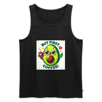Funny Avocado Coffee Lover Shirt - Men's Premium Organic Tank Top - black - Front - AI Model Male 178 light (178cm)