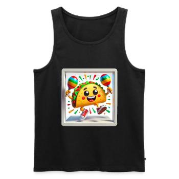 Dancing Taco with Maracas Fun Design - Men's Premium Organic Tank Top - black - Front - AI Model Male 178 light (178cm)