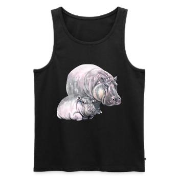 Hippo hippo-hippopotame t-shirt idée cadeau - Débardeur bio Premium Homme - noir - Devant - AI Model Male 178 light (178cm)