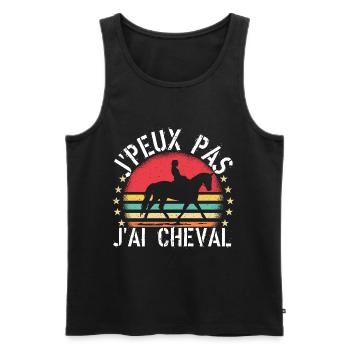 J Peux Pas J Ai Cheval cadeau vintage - Débardeur bio Premium Homme - noir - Devant - Michal (187cm)
