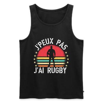 J'Peux Pas J ai Rugby cadeau vintage - Débardeur bio Premium Homme - noir - Devant - AI Model Male 178 light (178cm)