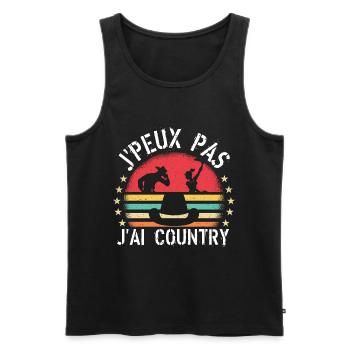 J Peux Pas J Ai Country cadeau vintage - Débardeur bio Premium Homme - noir - Devant - Michal (187cm)