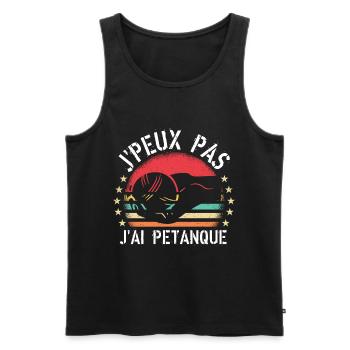 J'Peux Pas J'Ai Pétanque cadeau vintage - Débardeur bio Premium Homme - noir - Devant - Michal (187cm)