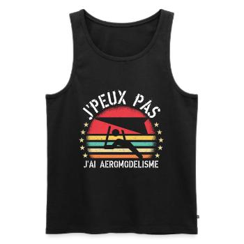 J Peux Pas J'Ai Aéromodélisme cadeau vintage - Débardeur bio Premium Homme - noir - Devant - AI Model Male 178 light (178cm)