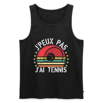 J Peux Pas J Ai Tennis cadeau vintage - Débardeur bio Premium Homme - noir - Devant - Michal (187cm)