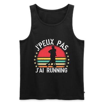 J'Peux Pas J'Ai Running cadeau vintage - Débardeur bio Premium Homme - noir - Devant - Michal (187cm)