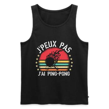 J Peux Pas J Ai Ping pong cadeau vintage - Débardeur bio Premium Homme - noir - Devant - AI Model Male 178 light (178cm)