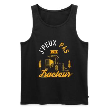 J'Peux Pas J'Ai Tracteur cadeau humour - Débardeur bio Premium Homme - noir - Devant - Michal (187cm)