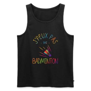 J Peux Pas J Ai Badminton - Débardeur bio Premium Homme - noir - Devant - Michal (187cm)