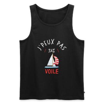 J'Peux Pas J'Ai Voile rouge - Débardeur bio Premium Homme - noir - Devant - Michal (187cm)