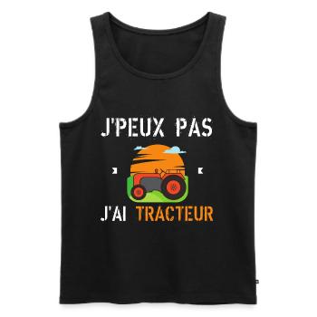 J'Peux Pas J'Ai Tracteur - Débardeur bio Premium Homme - noir - Devant - AI Model Male 178 light (178cm)