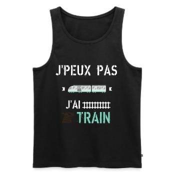 J Peux Pas J Ai Train - Débardeur bio Premium Homme - noir - Devant - Michal (187cm)