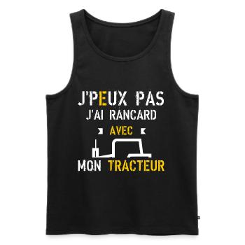 J Peux Pas J Ai Rancard avec mon tracteur - Débardeur bio Premium Homme - noir - Devant - Michal (187cm)