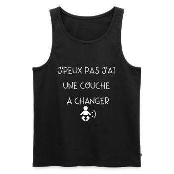 J peux pas j ai une couche à changer - Débardeur bio Premium Homme - noir - Devant - Michal (187cm)