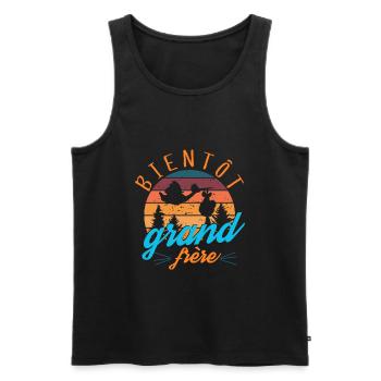 bientôt grand frère - Débardeur bio Premium Homme - noir - Devant - Michal (187cm)