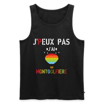 J'Peux pas j'ai Montgolfière - Débardeur bio Premium Homme - noir - Devant - Michal (187cm)