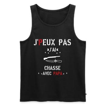 J Peux Pas J ai Chasse avec papa - Débardeur bio Premium Homme - noir - Devant - Michal (187cm)
