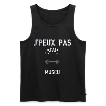 J Peux Pas J Ai Muscu - Débardeur bio Premium Homme - noir - Devant - AI Model Male 178 light (178cm)