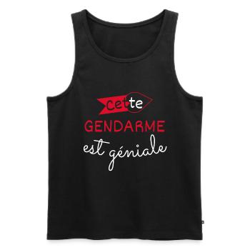 Gendarme Géniale cadeau - Débardeur bio Premium Homme - noir - Devant - AI Model Male 178 light (178cm)
