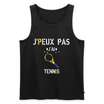J Peux Pas J AI Tennis - Débardeur bio Premium Homme - noir - Devant - Michal (187cm)