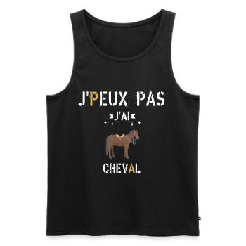 J Peux Pas J Ai Cheval - Débardeur bio Premium Homme - noir - Devant - Michal (187cm)