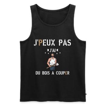 J peux pas j ai du bois à couper - Débardeur bio Premium Homme - noir - Devant - AI Model Male 178 light (178cm)