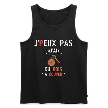 J Peux Pas J Ai du bois à couper - Débardeur bio Premium Homme - noir - Devant - Michal (187cm)