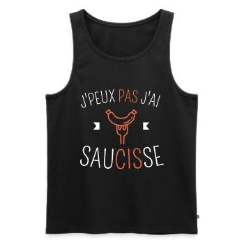 J Peux Pas ai Saucisse - Débardeur bio Premium Homme - noir - Devant - Michal (187cm)