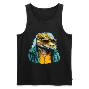 Streetstyle-Krokodil | Krokodil-Liebhaber - Männer Premium Bio Tank Top - Schwarz - Vorne - Michal (187cm)