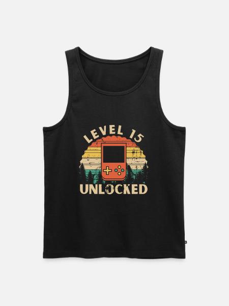 Level 15 Unlocked - Men's Premium Organic Tank Top - black
