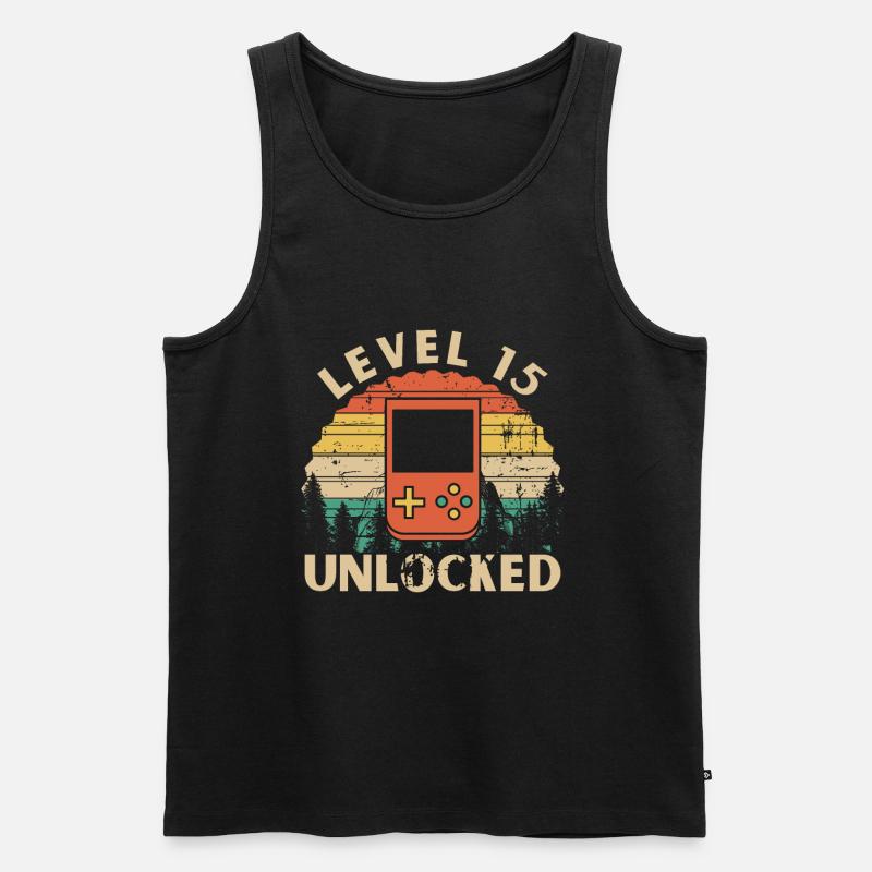 Level 15 Unlocked - Débardeur bio Premium Homme - noir