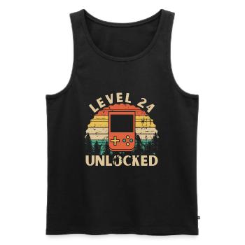 Level 24 Unlocked - Débardeur bio Premium Homme - noir - Devant - AI Model Male 178 light (178cm)