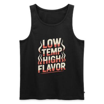 Fumage de la viande à basse température et grande saveur - Débardeur bio Premium Homme - noir - Devant - AI Model Male 178 light (178cm)