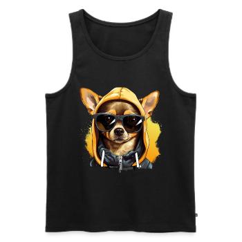 Chihuahua Rule: Governing the Cityscape - Men's Premium Organic Tank Top - black - Front - AI Model Male 178 light (178cm)