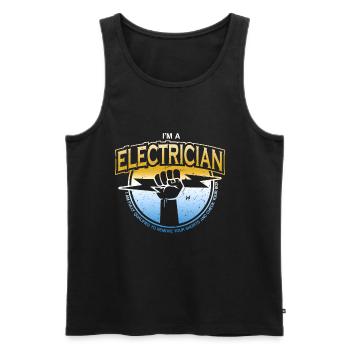 Je suis électricien - Débardeur bio Premium Homme - noir - Devant - Michal (187cm)